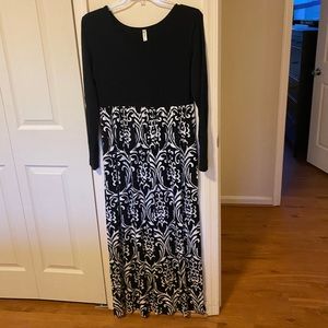 Black and patterned maxi dress
